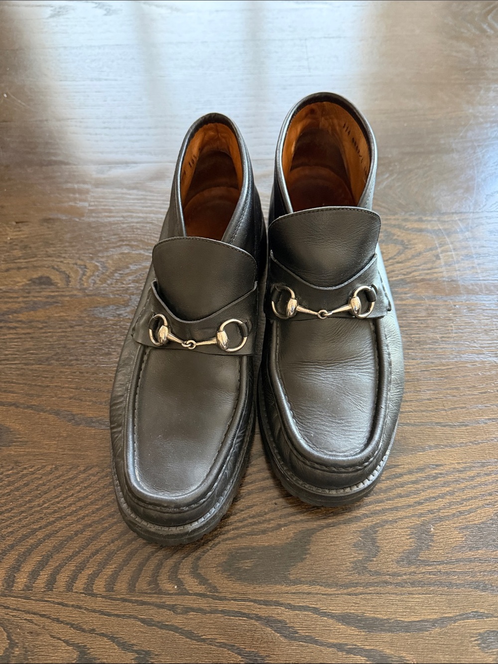 Gucci Classic Black Leather HorseBit Chukka Loafers for Men